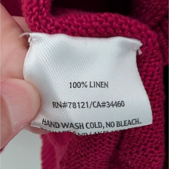 Eileen Fisher 100% Linen Cardigan Womens Size Large Pink Draped Open Front - Picture 7 of 12